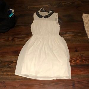 Zara white detailed collar dress